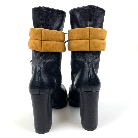 Stuart Weitzman Sz 10 Bronwyn Ankle Boot Lug Sole Stretch Leather Sock Heeled - Picture 6 of 14